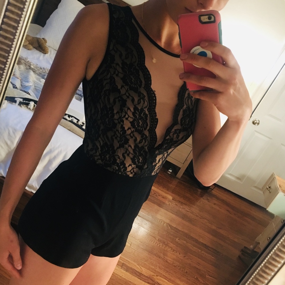 Black Lace Romper
